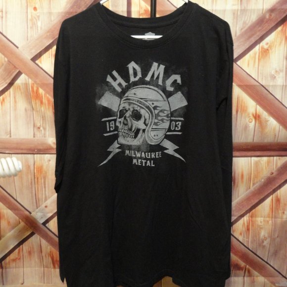 Harley-Davidson Other - Harley Davidson Skull biker Milwaukee Metal Long sleeve T~Distressed~Bik…